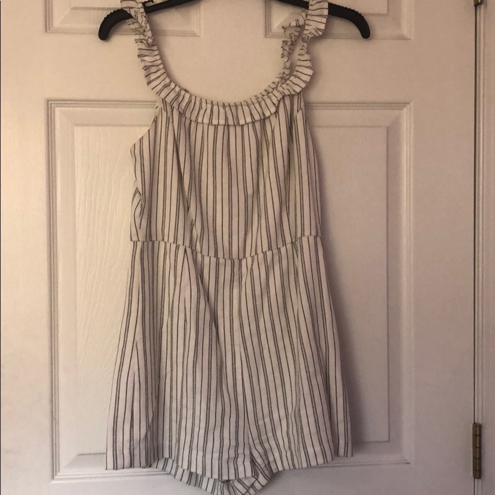 Black and white striped romper